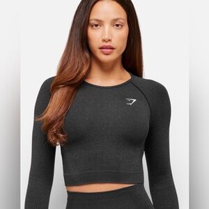 Gymshark Women's Seamless Long Sleeve Crop Top - Charcoal Black